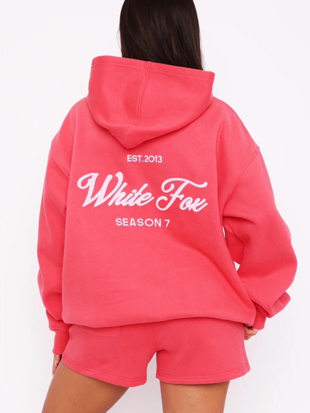 White Fox S/M Season 7 Oversized Hoodie Sorbet Pink Puff Print Logo